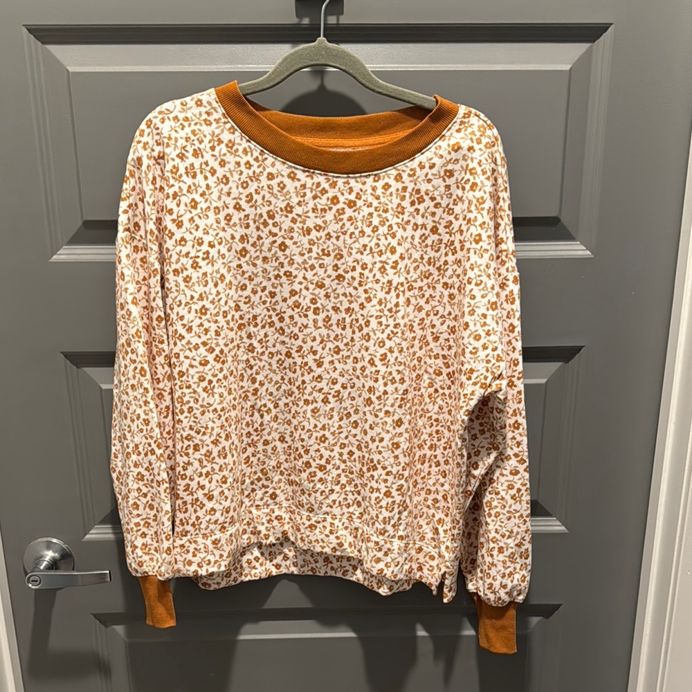 Lou and Grey Patterned Sweater with Orange Accents